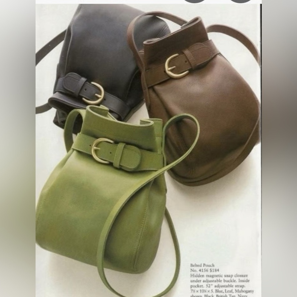 COACH Vintage Belted Pouch Leaf Green Crossbody Bag Leather